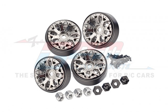 Aluminum 1 Inch Beadlock Wheel Rims Set Traxxas 1/18 4wd Trx-4m / 1/24 Axial Scx24 Crawler Silver