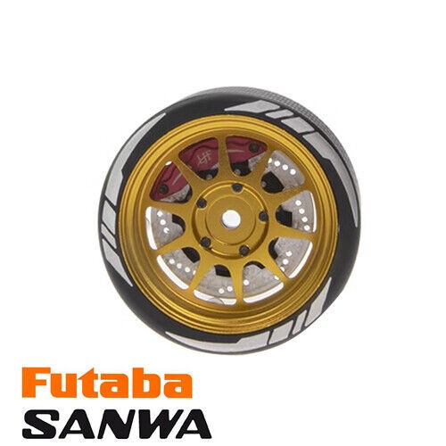 Aluminum 14 Spoke Transmitter Steering Wheel Sanwa Mt5 M12 Futaba 4pk M12 M17 Flysky Noble Nb4 Gold / Black