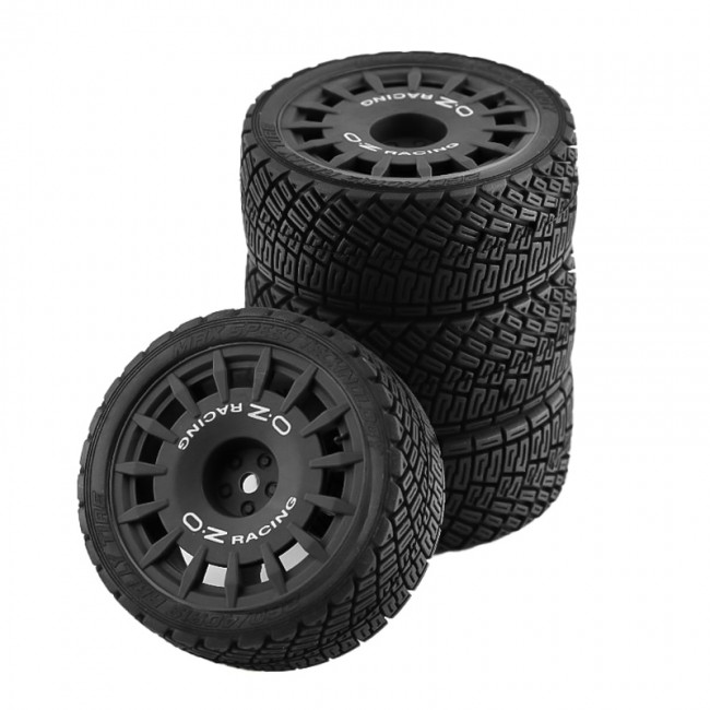 Offroad Rubber Tyre And Rim Set -12mm Hex For 1/10 Rc Tamiya Tt02 Xv01 Xv02 Ta06 Rally Truck Black