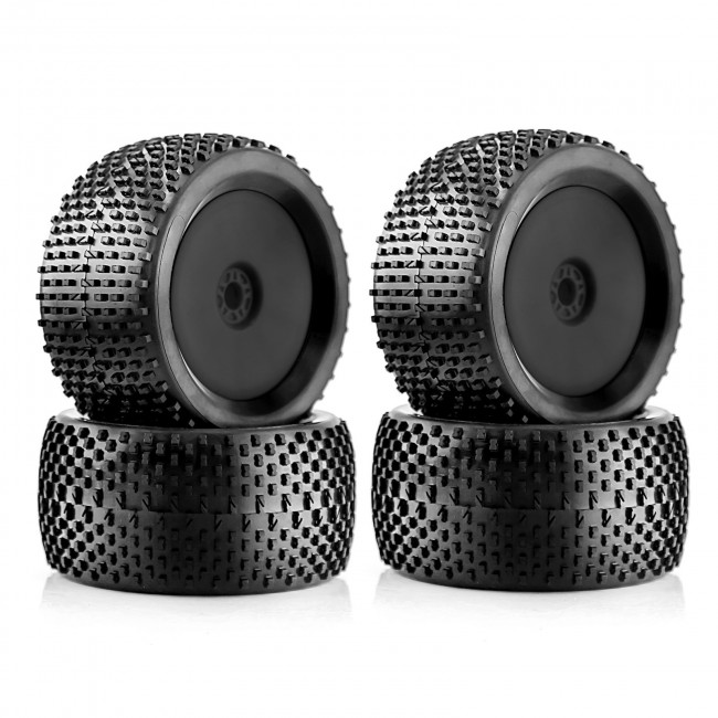 Dish Tyre And Rim Set 17mm Hex For 1/8 Arrma Typhon Losi Hpi Buggy Truggy Truck Black