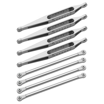 Aluminum Upper & Lower 4 Bar Suspension Links Set Los244008 Los244009 Losi 1/8 Lmt Solid Axle Monster Los04022 Silver
