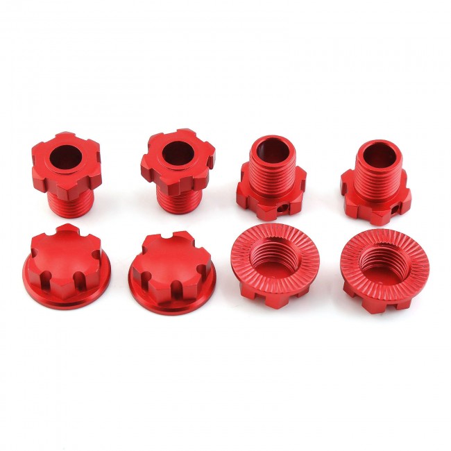 Aluminum 17mm Hex Wheel Hubs With Hubs Adapter 8654 For Traxxas E-revo 2.0 Vxl Maxx Sledge Red
