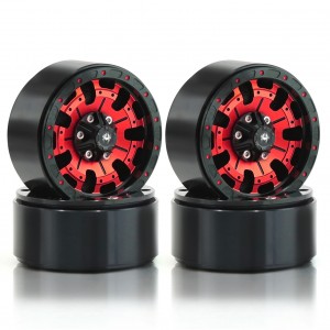 Aluminum 1.9 Inch Beadlock Wheel Rim Red / Gold For 1/10 Rc Rock Crawler Axial Scx10 Traxxas Trx-4