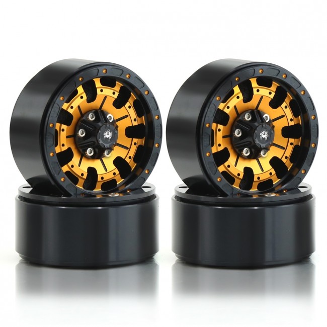 Aluminum 1.9 Inch Beadlock Wheel Rim Red / Gold For 1/10 Rc Rock Crawler Axial Scx10 Traxxas Trx-4 Golden