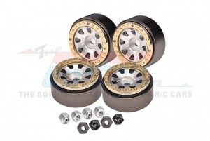 Aluminum 1-inch 8 Poles Beadlock Wheel Rims Set Traxxas 1/18 4wd Trx4m / Axial 1/24 Scx24 Crawler