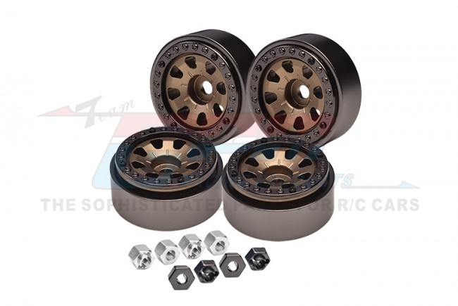 Aluminum 1-inch 8 Poles Beadlock Wheel Rims Set Traxxas 1/18 4wd Trx4m / Axial 1/24 Scx24 Crawler Titanium