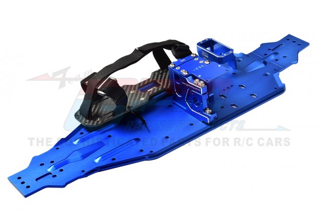Aluminum 7075 Chassis Plate W/ Servo Mount Battery Tray Traxxas Rc 1/8 Sledge Monster 95076-4 Blue