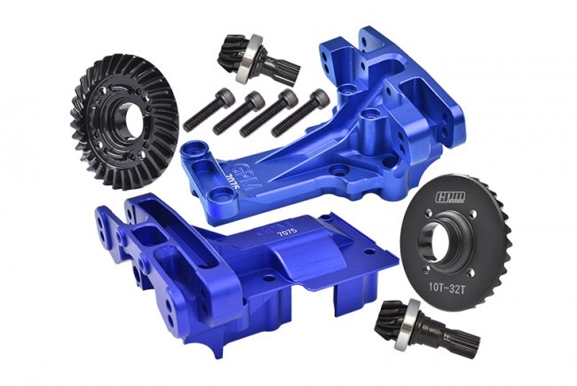 Gpm XRT12131032 Alu 7075 F And R Upper Bulkhead With Differential Gear Set 32/10t Traxxas 1/5 X-maxx 8s Traxxas 1/6 Xrt 8s Blue