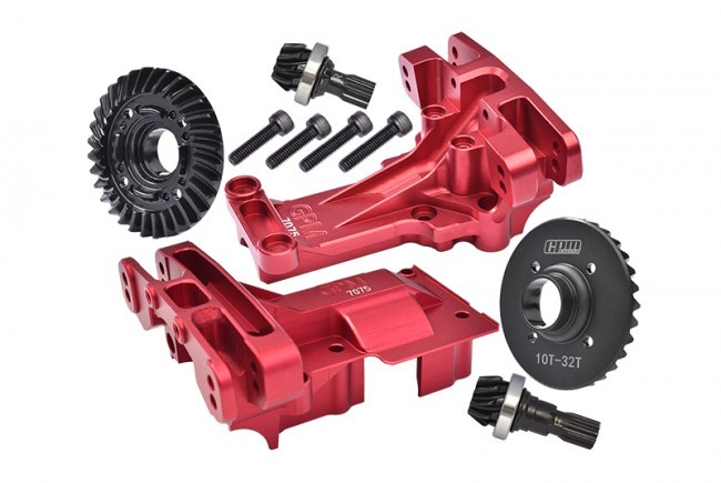 Gpm XRT12131032 Alu 7075 F And R Upper Bulkhead With Differential Gear Set 32/10t Traxxas 1/5 X-maxx 8s Traxxas 1/6 Xrt 8s Red
