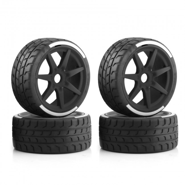 7 Spoke Tire & Plastic Rim Set 42x100mm 17mm Wheel Hex For Arrma 1/7 Infraction Limitless 6s Blx Black