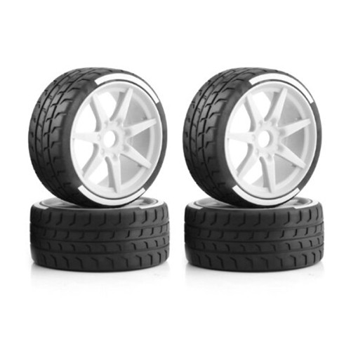 7 Spoke Tire & Plastic Rim Set 42x100mm 17mm Wheel Hex For Arrma 1/7 Infraction Limitless 6s Blx White