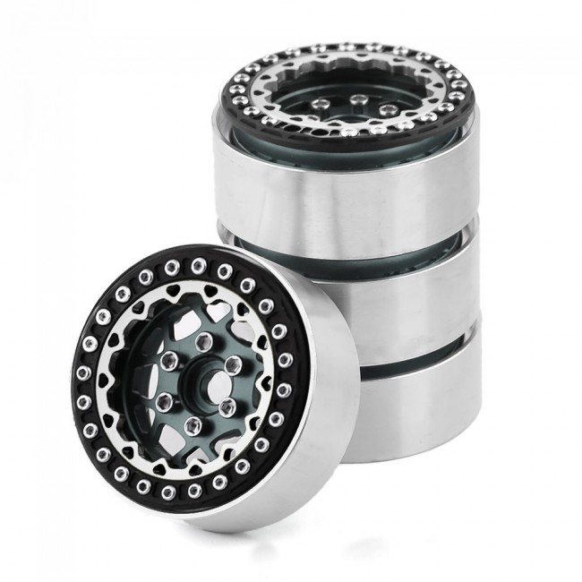 Unversial Aluminum 1.9 Inch Beadlock Wheel Rim For 1/10 Rc Axial Scx10 Traxxas Trx-4 Crawler Car Black / Titanium