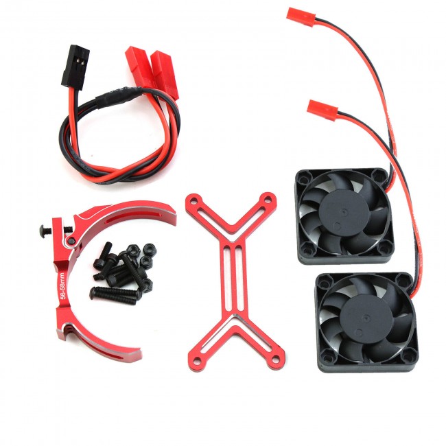 Aluminum Heatsink Dual Fan 56 - 58mm 5687 56113 1/6 Traxxas Xrt 8s X-maxx 1/5 Arrma Kraton Outcast 8s Red