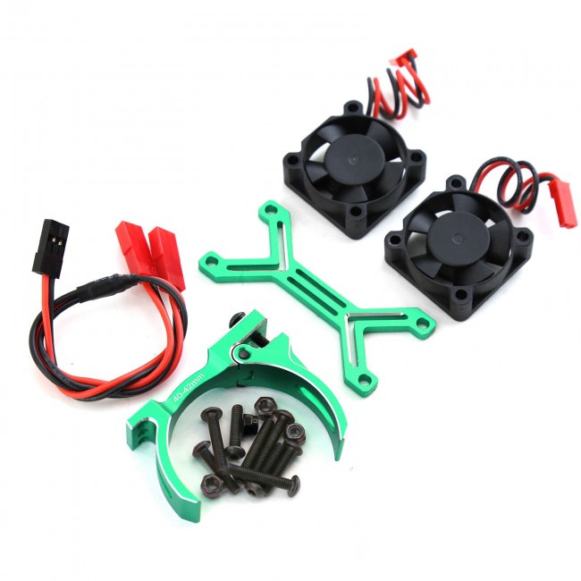 Aluminum Heatsink Dual Fan 40 - 42mm 4068 4074 4082 4268 4274 1/7 1/8 Rc Traxxas Sledge Arrma Kraton Outcast 6s Blx Green