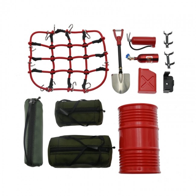 Decoration Accessories Parts Storage Bag Extinguisher Shovel Fuel Tank Luggage Net 1/10 Axial Scx10ii Traxxas Trx-4 Crawler Green