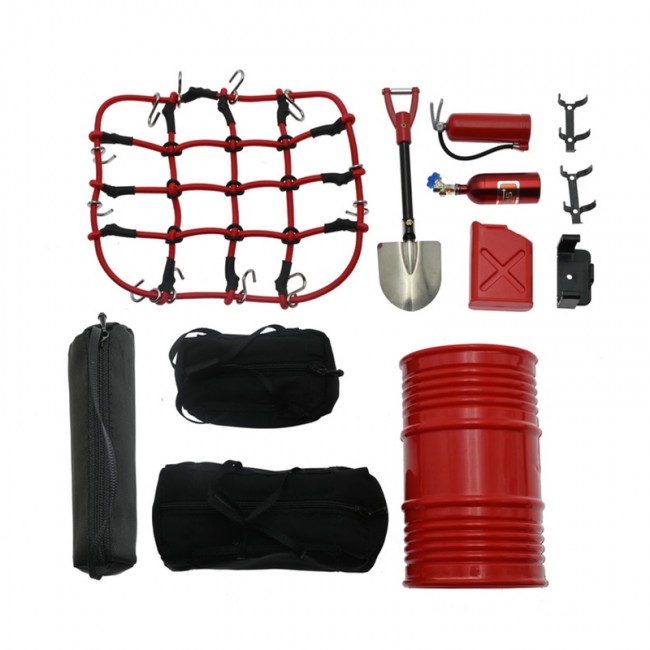 Decoration Accessories Parts Storage Bag Extinguisher Shovel Fuel Tank Luggage Net 1/10 Axial Scx10ii Traxxas Trx-4 Crawler Black