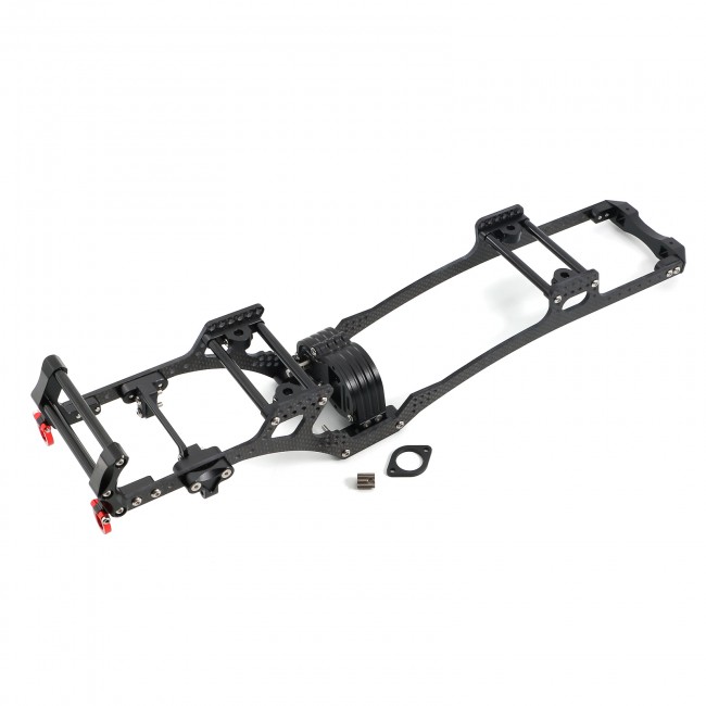 Diy Kit Carbon Fiber Lcg Chassis Frame With Aluminium Parts Gearbox Bumper Set For Axial SCX10 1/10 Rc Crawler Car Red