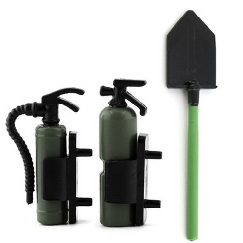 Decoration Crawler Accessories Extinguisher Shovel Set For Rc 1/8 1/10 Rc Axial Racing Scx10 / Traxxas Trx-4 Crawler Car Army Green