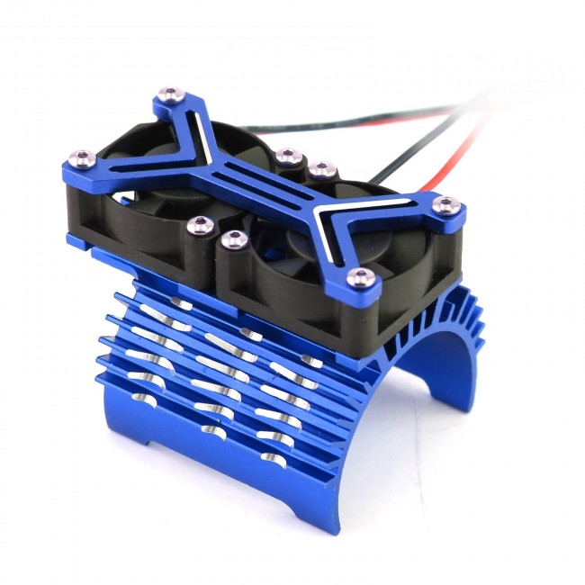 Aluminum Dual Motor Heatsink Cooling Fan Mount 4068 4074 4082 4268 4274 40 - 42mm For 1/7 1/8 Arrma Traxxas Car Blue