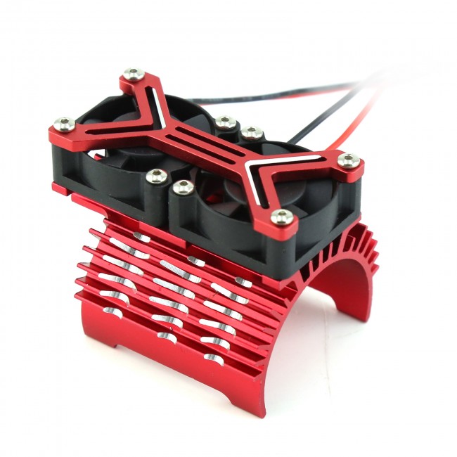 Aluminum Dual Motor Heatsink Cooling Fan Mount 4068 4074 4082 4268 4274 40 - 42mm For 1/7 1/8 Arrma Traxxas Car Red