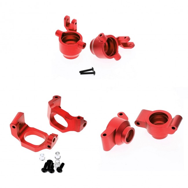 Aluminum Combo Front Steering C-hub Rear Hub Set 8937 8932 8952 1/10 Rc Traxxas Maxx Widemaxx Monster Red