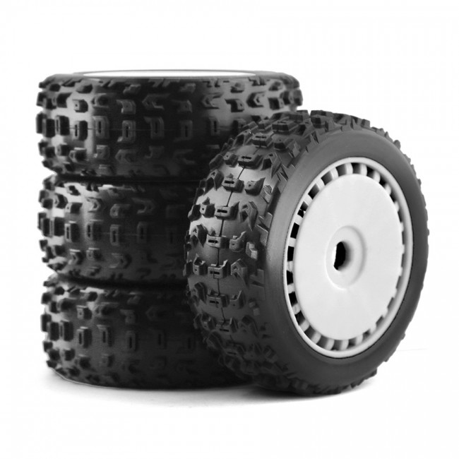 Offroad Tire & Rim Set 17mm Hex 116 X 43mm For 1/8 Rc Arrma Typhon 3s 6s Kyosho Mp10 Buggy White
