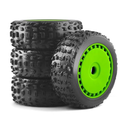 Offroad Tire & Rim Set 17mm Hex 116 X 43mm For 1/8 Rc Arrma Typhon 3s 6s Kyosho Mp10 Buggy Green