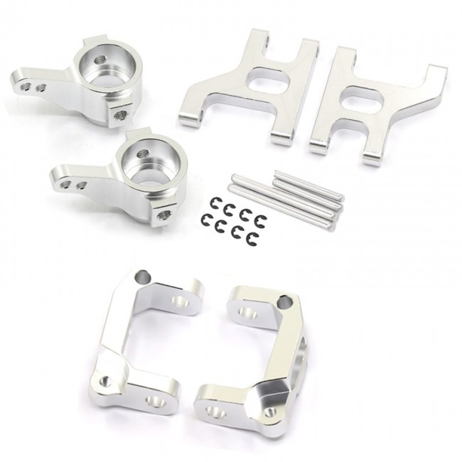 Combo Front Steering Block C-hub Supension Arm Set For Tamiya Cc-01 Rc Chassis Car Silver