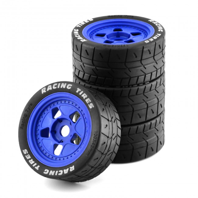 Rubber Tire And Rim Set 17mm Hex 100x43mm For Arrma 1/7 Infraction Felony Limitless 6s Blx Blue