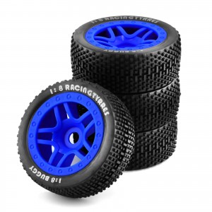 Rubber Tire And Rim Set 17mm Hex 113x43mm For Kyosho Mp10 Team Losi Hpi Racing Buggy
