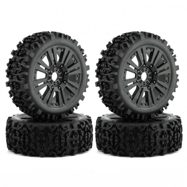 Rubber Tire And Rim Set 17mm Hex 120x48mm For 1/8 Kyosho Team Losi Hpi Racing Buggy 