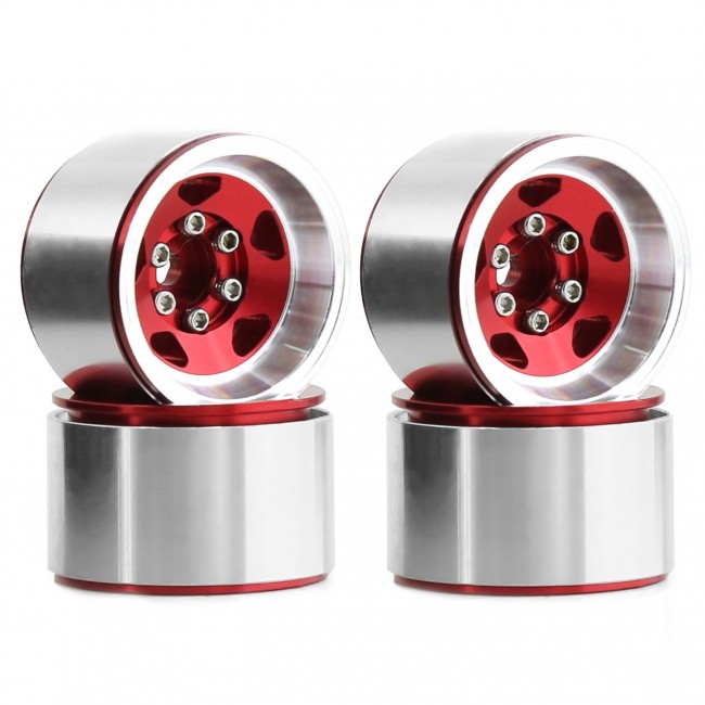 Aluminum 1.0 Inch 28 X 18mm Metal Beadlock Wheel Hub Wheel Rim 1/18 Traxxas Trx-4m 1/24 Axial Scx24 Crawler Red