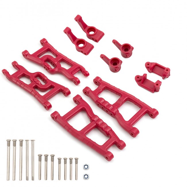 Nylon Front And Rear Suspension Arm Front Steering Arm C-hub With Rear Hub For 1/10 Rc Traxxas Slash 2wd Vxl Red