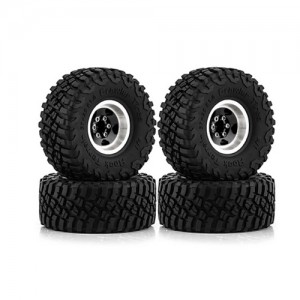 Rubber Tire And Aluminum Rim Set 1 Inch 57 X 25mm For 1/18 Traxxas Trx-4m / 1/24 Axial Racing Scx24 Crawler