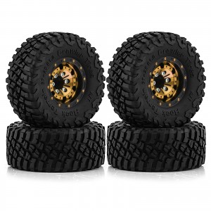 Rubber Tire And Aluminum Rim Set Type C 1 Inch 57 X 25mm For 1/18 Traxxas Trx-4m / 1/24 Axial Racing Scx24 Crawler