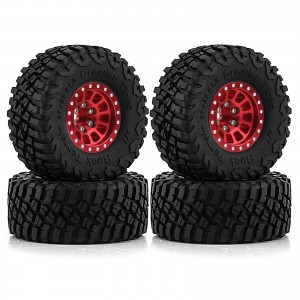 Rubber Tire And Aluminum Rim Set Type E 1 Inch 57 X 25mm For 1/18 Traxxas Trx-4m / 1/24 Axial Racing Scx24 Crawler