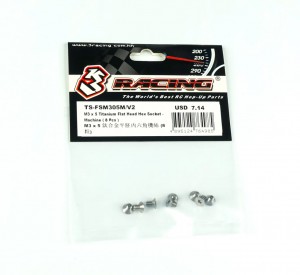 3racing TS-FSM305M/V2 Machined Titanium Flat Head Screw 8pcs For 1/10 Rc Car