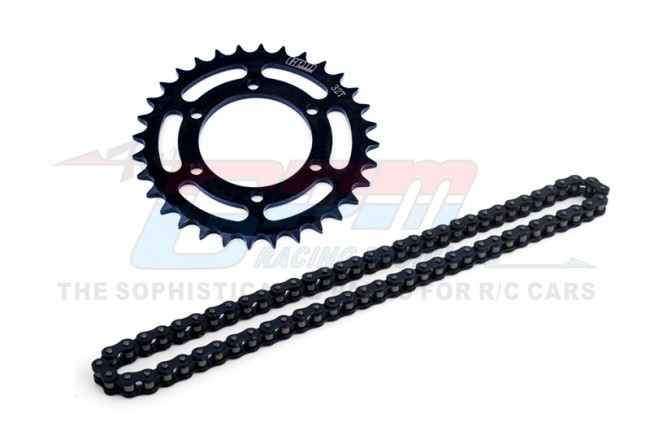 Gpm MX6832S-BK Carbon Steel 32t High Speed Hub Chain Sprocket 40 Manganese Steel 68 Roller Chain Los262003 Losi 1/4 Promoto-mx Motorcycle Los06000 