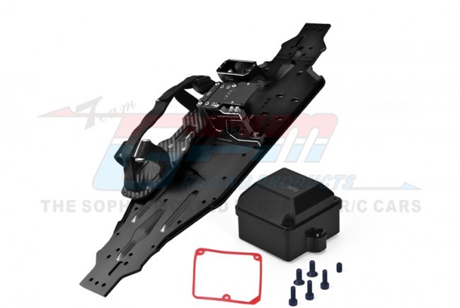 Gpm SLE1612638C Aluminum 7075-t6 Chassis Plate With Servo Mount Battery Compartment Motor Base For Traxxas 1/8 4wd Sledge Monster 95076-4 Black