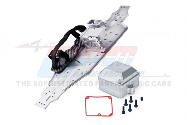 Gpm SLE1612638C Aluminum 7075-t6 Chassis Plate With Servo Mount Battery Compartment Motor Base For Traxxas 1/8 4wd Sledge Monster 95076-4 Silver