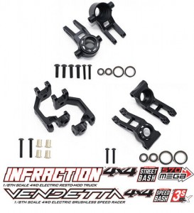 Aluminum Steering Block C-hub Rear Carrier Ara330687 / Ara330686 / Ara330685 For Arrma 1/8 Infraction / Vendetta 3s Blx