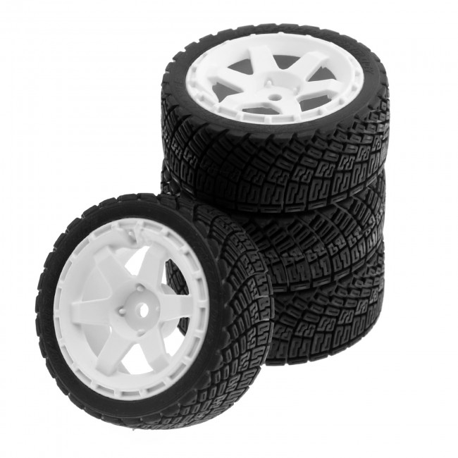 Abs Plastic Rim And Rubber Rally Tire 67mm X 27mm 12mm Hex For Tamiya 1/10 Xv-01 Xv-02 Tt-01 Tt-02 