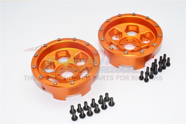 Gpm YT1006F/R Aluminium Front & Rear 2.2 Wheels  Beadlock(6 Poles) Axial 1/10 Rc Yeti Rock Racer Orange
