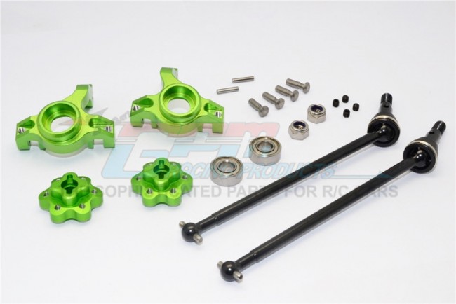 Gpm YT102195S Aluminium Front Knuckle Arm With Hex  Adapters & Steel Front Cvd Drive Shaft Axial Yeti Rock Racer Green