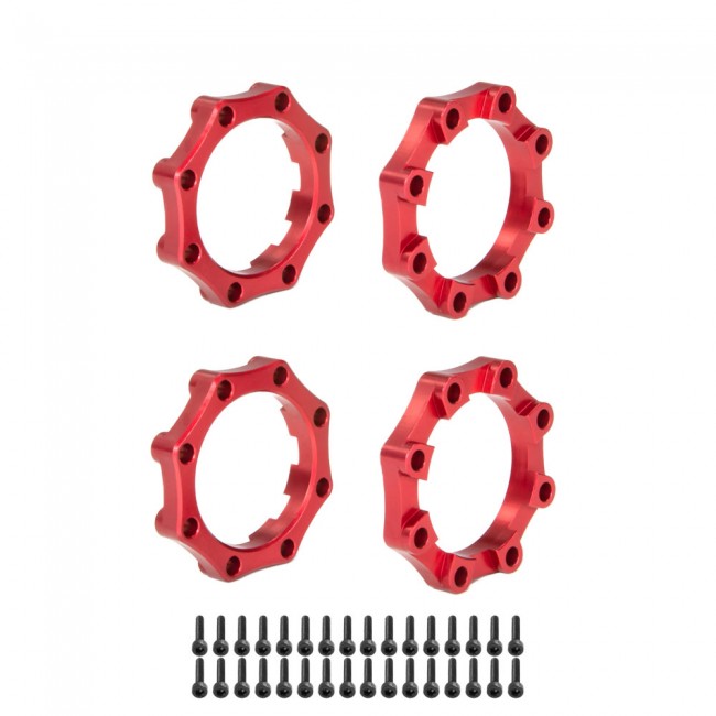 Aluminum Locking Rings Hex Adapter 3.8 Inch 8x32 To17mm For Proline 3.8 Wheel Red