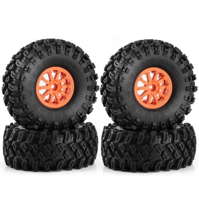 2.2 Inch Rubbr Tire And Rim Set 136mm X 55mm 12mm Hex For 1/10 Rc Crawler Traxxas Trx-4 Axial Scx10-iii Orange