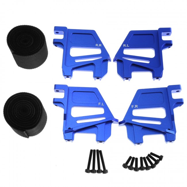 Aluminum Tall Battery Hold Down Mount With Magic Strap 7718 For Traxxas 1/5 X-maxx 6s 8s Monster 77097-4 / 77086-4 Blue