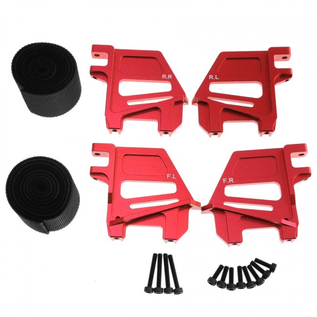 Aluminum Tall Battery Hold Down Mount With Magic Strap 7718 For Traxxas 1/5 X-maxx 6s 8s Monster 77097-4 / 77086-4 Red