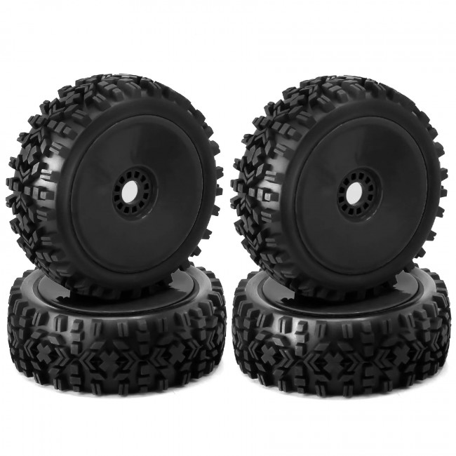 Offroad Rubber Tire & Rim Set Dish Type 17mm Hex For 1/8 1/10 Kyosho Mp10 Arrma Typhon Buggy Truck Black