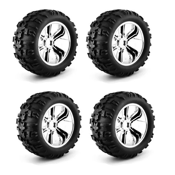 Rubber Tire & Rim Set 156 X 77mm 17mm Hex For 1/8 1/10 Traxxas Maxx E-revo Vxl Arrma Kraton Kyosho Usa-1 Monster Truck Silver